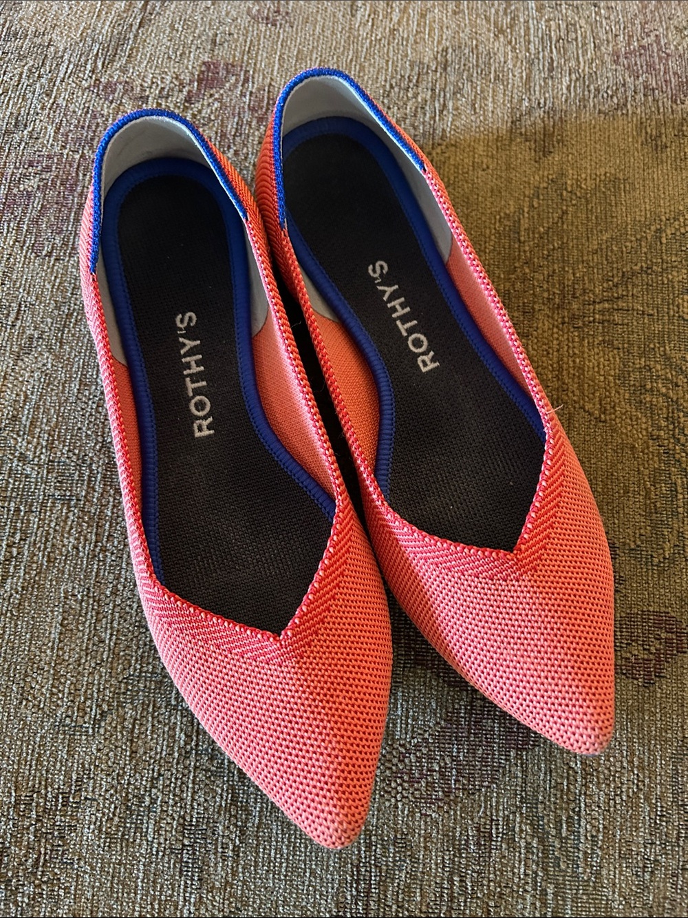 Rothy's Women's Orange Knit Pointed-Toe Flats